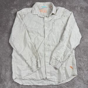 Tommy Bahama Relax Shirt Size L 100% Linen Beige Button Up Beach Resort Casual